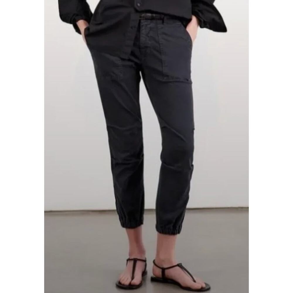 Nili Lotan‎ Pants Women's Carbon Cropped Military Twill Ankle Zip Black sz 2